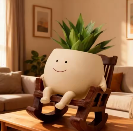 Charming Face-Shaped Plant Pots, Cute Head-Chair-Shaped Succulent Planters, Unique Artistic Plant Pots for Small Indoor and Outdoor Plants, Ideal for Home, Garden, Office, Desk Decoration, Creative Novelty Housewarming Gift for Plant Lovers (Private Listi